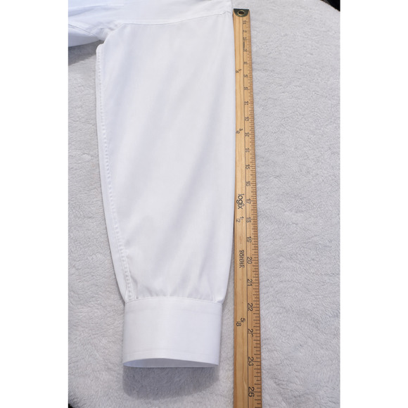 Christian Dior Mens 17x34 White Designer Dress Shirt Concealed Hidden Button - Picture 13 of 16